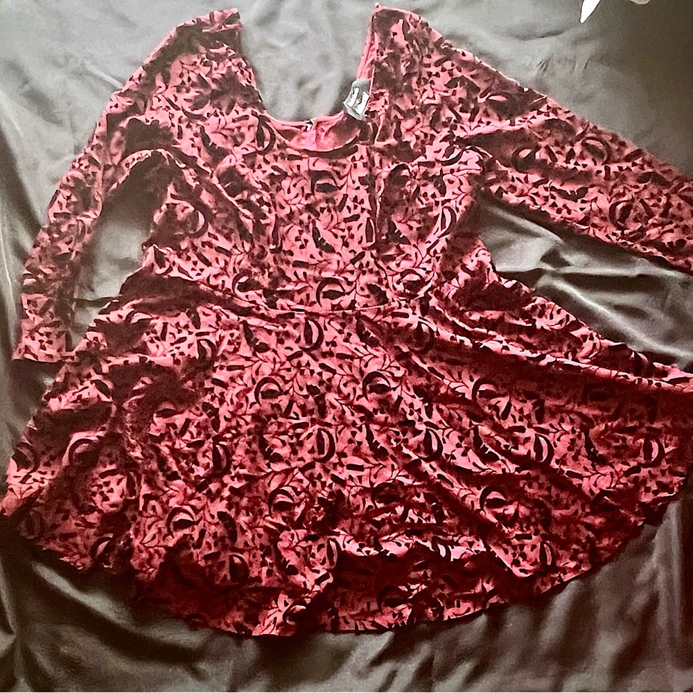 ModCloth x Collectif Burgundy & Black Halloween Dress